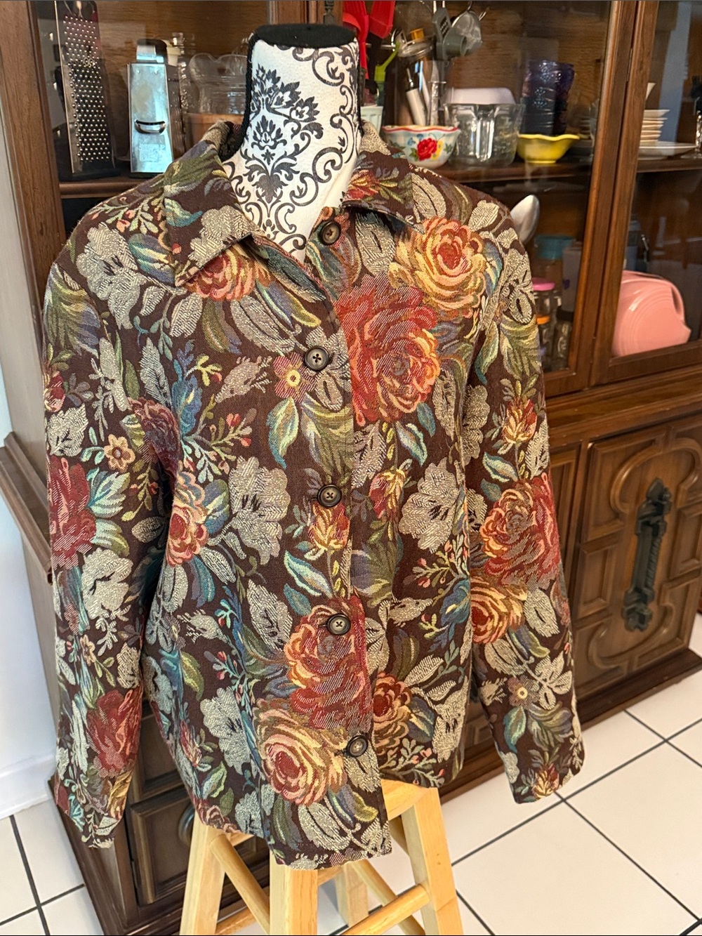 Vintage Coldwater Creek Tapestry‎ Floral Jacket XL 90s Cottagecore
